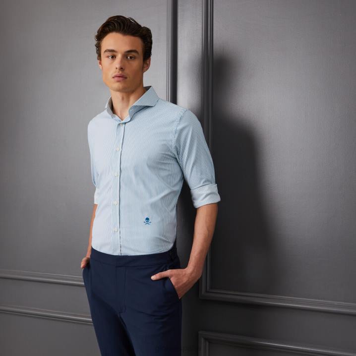 erkekler klasik şerit modern geniş yakalı naylon dokuma slim fit gömlek G/FORE benzin Giyim BV0X63