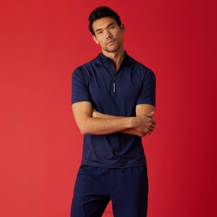 erkekler tech naylon kısa kollu ops çeyrek fermuarlı kapüşonlu slim fit kazak G/FORE vatansever donanma Giyim BV0X51