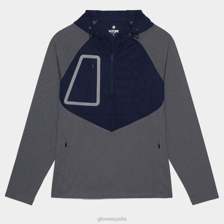 üniseks kapüşonlu tech interlok çeyrek fermuarlı kazak G/FORE kömür funda gri Giyim BV0X125