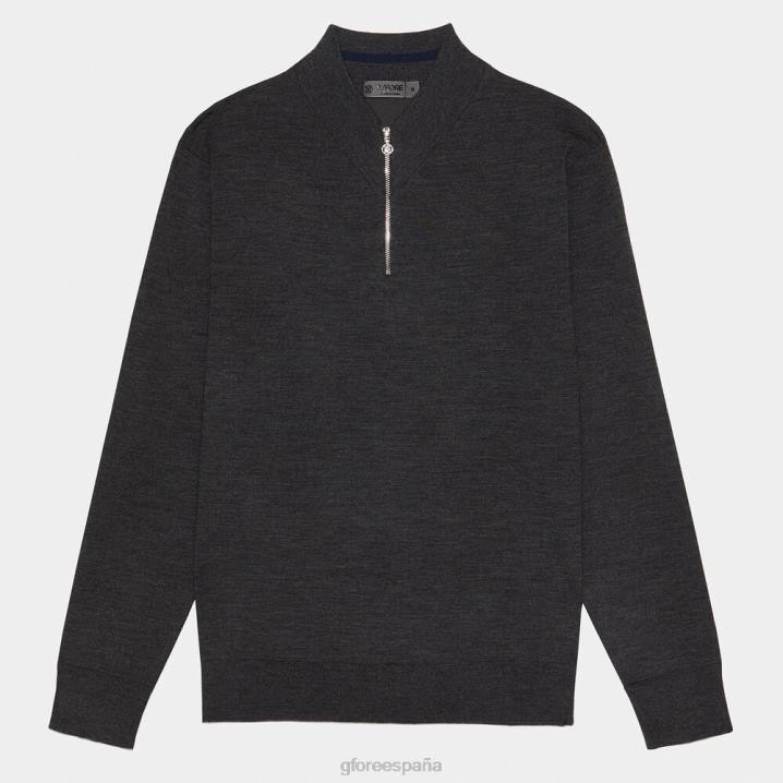 üniseks kontrast v yaka merinos yünü çeyrek fermuarlı kazak G/FORE koyu kömür funda grisi Giyim BV0X93