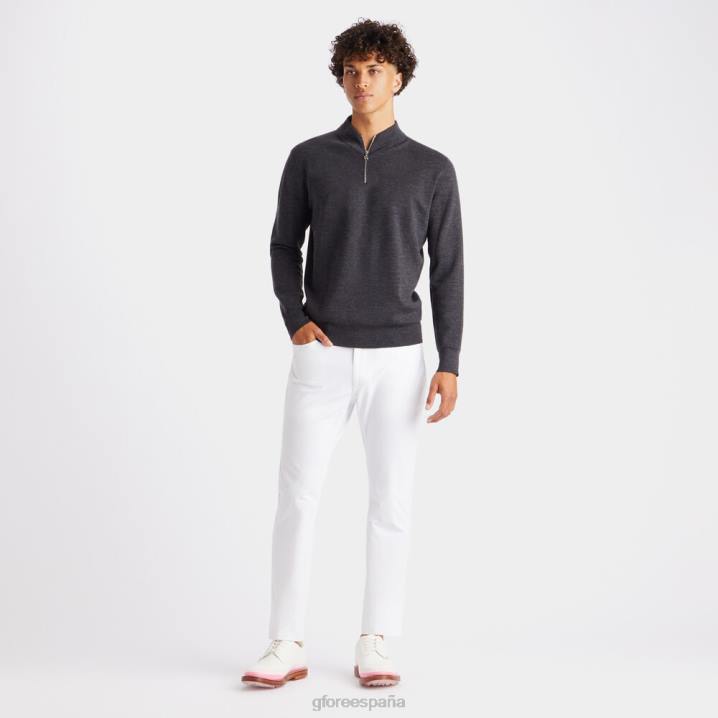 üniseks kontrast v yaka merinos yünü çeyrek fermuarlı kazak G/FORE koyu kömür funda grisi Giyim BV0X93