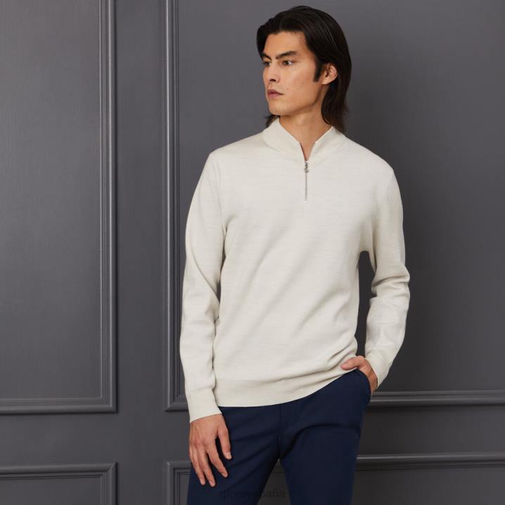 üniseks kontrast v yaka merinos yünü çeyrek fermuarlı kazak G/FORE taş funda Giyim BV0X92