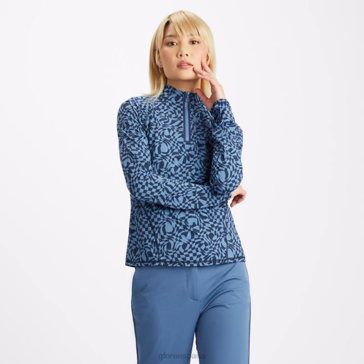 üniseks çarpık kareli ipeksi teknoloji naylon dantelli çeyrek fermuarlı kazak G/FORE alacakaranlık Giyim BV0X367