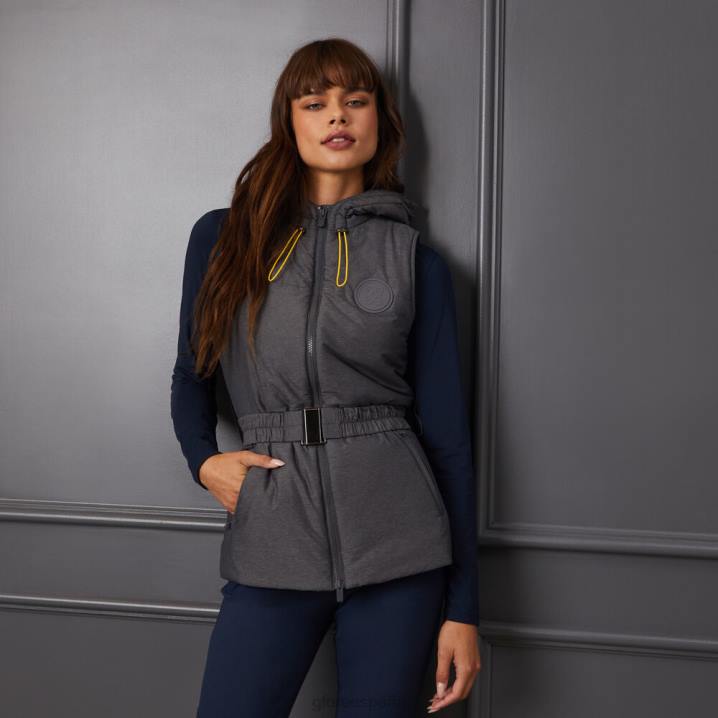 üniseks merinos yünü astarlı kapitone naylon kapüşonlu şişme yelek G/FORE kömür funda gri Giyim BV0X385